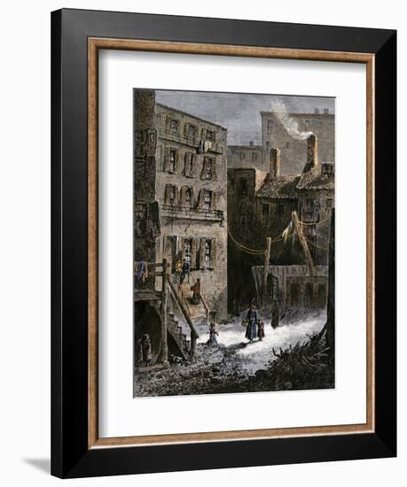 Immigrant Tenements in Donovan Lane near Five-Points, New York City, 1870s-null-Framed Giclee Print