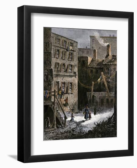 Immigrant Tenements in Donovan Lane near Five-Points, New York City, 1870s-null-Framed Giclee Print