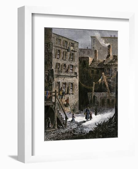 Immigrant Tenements in Donovan Lane near Five-Points, New York City, 1870s-null-Framed Giclee Print