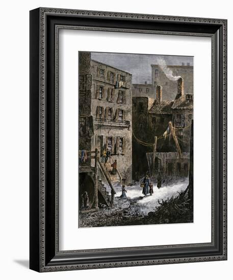 Immigrant Tenements in Donovan Lane near Five-Points, New York City, 1870s-null-Framed Giclee Print