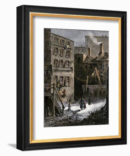 Immigrant Tenements in Donovan Lane near Five-Points, New York City, 1870s-null-Framed Giclee Print