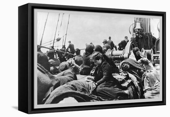 Immigrant Women Sitting on Steerage Deck-null-Framed Stretched Canvas