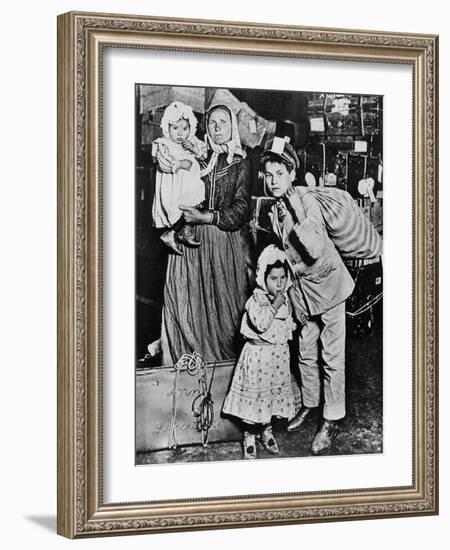 Immigrants Arriving at Ellis Island in the Early 20Th Century (B/W Photo)-Lewis Wickes Hine-Framed Giclee Print