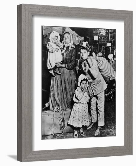 Immigrants Arriving at Ellis Island in the Early 20Th Century (B/W Photo)-Lewis Wickes Hine-Framed Giclee Print