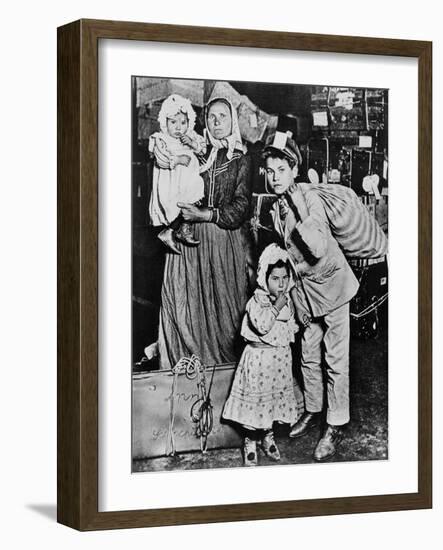 Immigrants Arriving at Ellis Island in the Early 20Th Century (B/W Photo)-Lewis Wickes Hine-Framed Giclee Print