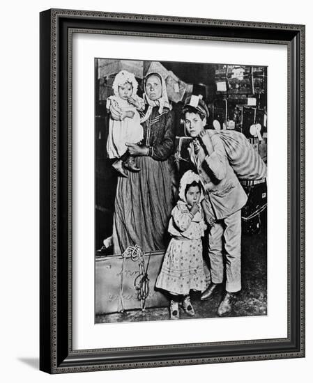 Immigrants Arriving at Ellis Island in the Early 20Th Century (B/W Photo)-Lewis Wickes Hine-Framed Giclee Print