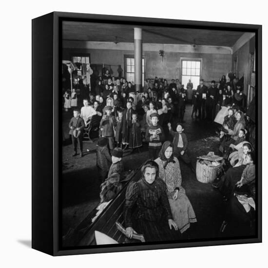 Immigrants Awaiting Examination at Ellis Island, 1902-null-Framed Stretched Canvas