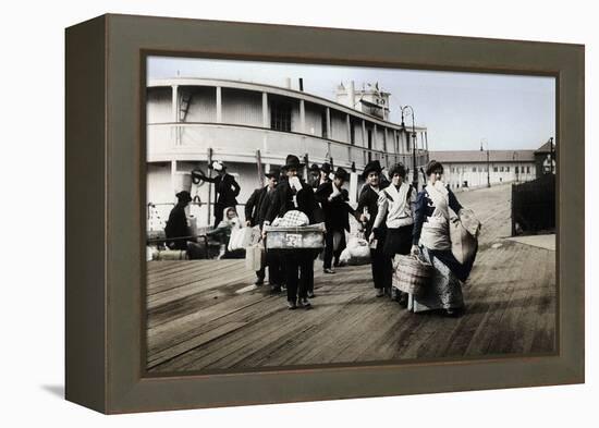 Immigrants to the USA landing at Ellis Island, New York, c1900-Unknown-Framed Premier Image Canvas