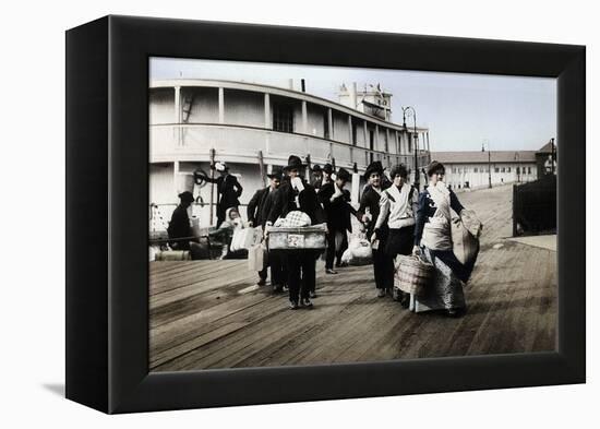 Immigrants to the USA landing at Ellis Island, New York, c1900-Unknown-Framed Premier Image Canvas