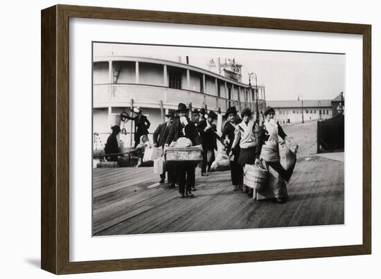 Immigrants to the USA Landing at Ellis Island, New York, C1900-null-Framed Giclee Print