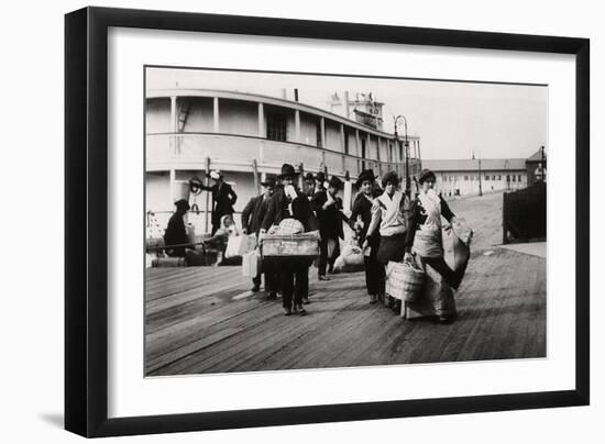 Immigrants to the USA Landing at Ellis Island, New York, C1900-null-Framed Giclee Print