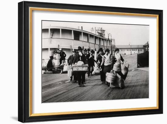 Immigrants to the USA Landing at Ellis Island, New York, C1900-null-Framed Giclee Print