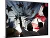 Immigration Rights Demonstrators Hold a U.S. Flag Aloft During a March Along Wilshire Boulevard-null-Mounted Photographic Print