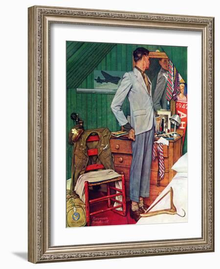 "Imperfect Fit", December 15,1945-Norman Rockwell-Framed Giclee Print