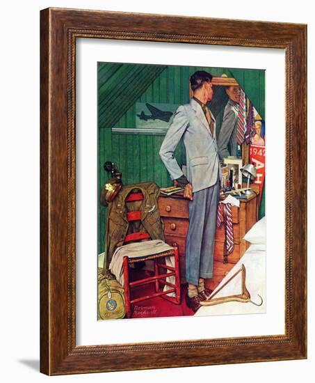 "Imperfect Fit", December 15,1945-Norman Rockwell-Framed Giclee Print