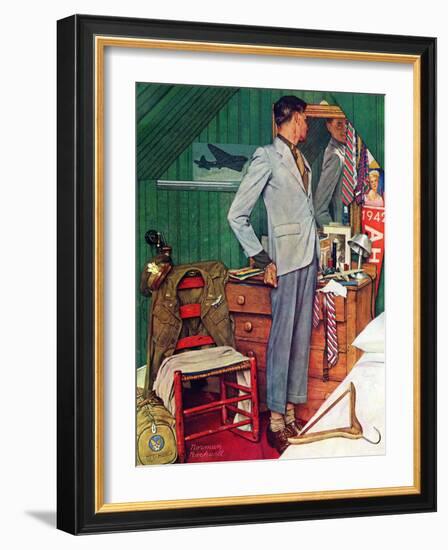 "Imperfect Fit", December 15,1945-Norman Rockwell-Framed Giclee Print