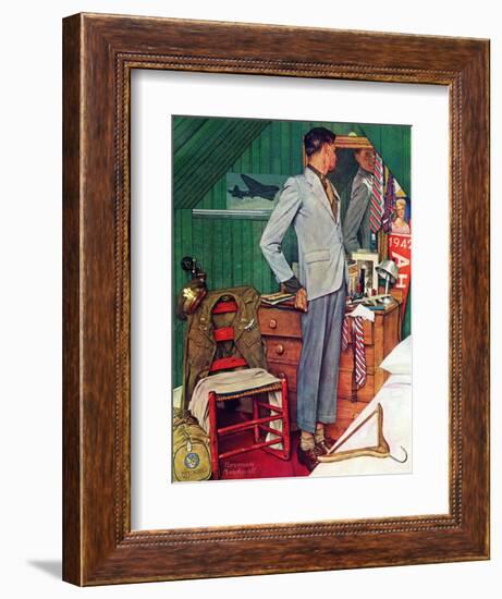 "Imperfect Fit", December 15,1945-Norman Rockwell-Framed Giclee Print