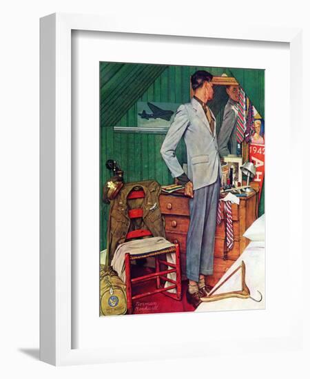 "Imperfect Fit", December 15,1945-Norman Rockwell-Framed Giclee Print