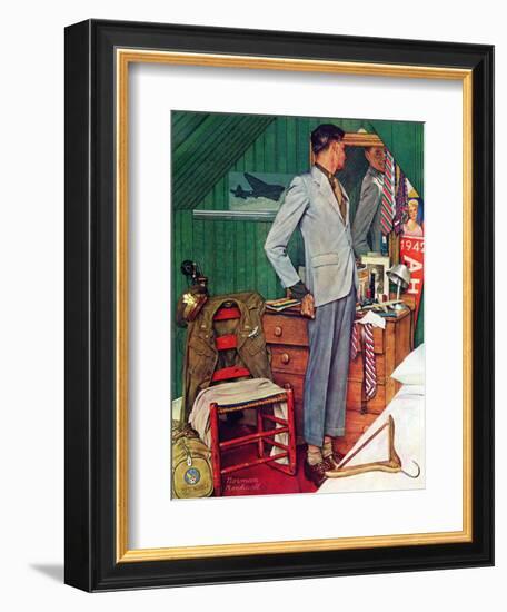 "Imperfect Fit", December 15,1945-Norman Rockwell-Framed Giclee Print