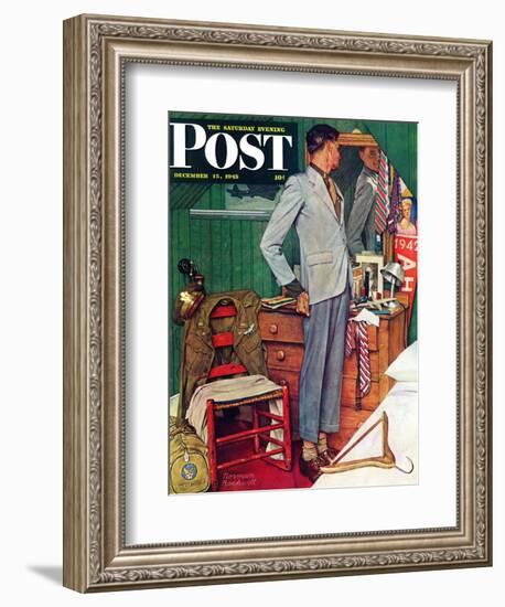 "Imperfect Fit" Saturday Evening Post Cover, December 15,1945-Norman Rockwell-Framed Giclee Print