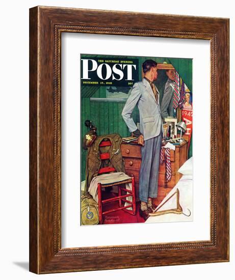 "Imperfect Fit" Saturday Evening Post Cover, December 15,1945-Norman Rockwell-Framed Giclee Print