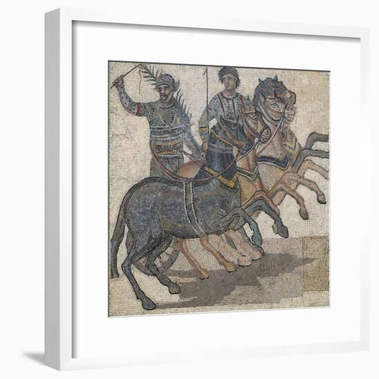 Imperial-Age Mosaic Depicting Chariot Race, 3rd Century-null-Framed Giclee Print