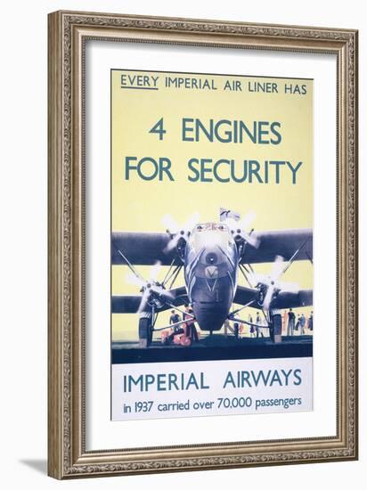 Imperial Airways: 4 Engines for Security-null-Framed Giclee Print