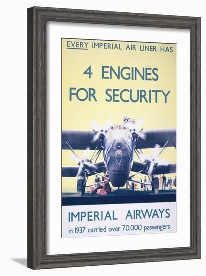 Imperial Airways: 4 Engines for Security-null-Framed Giclee Print