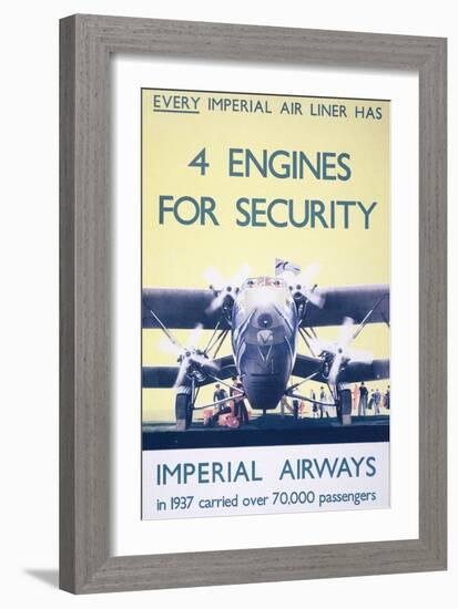 Imperial Airways: 4 Engines for Security-null-Framed Giclee Print