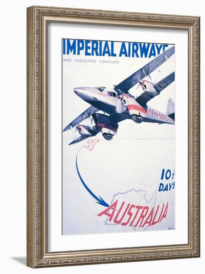 Imperial Airways to Australia Poster-null-Framed Giclee Print