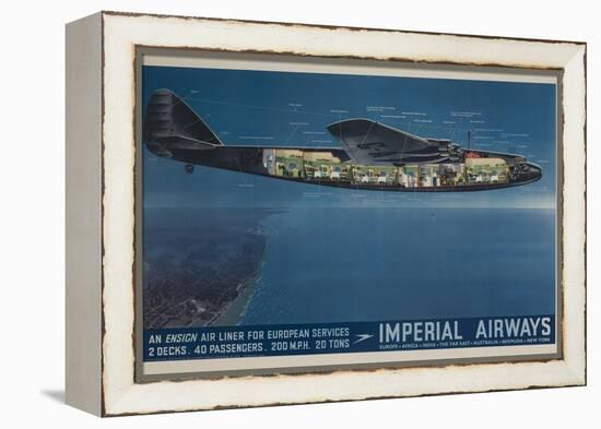 Imperial Airways Travel Poster, Ensign Air Liner Cutaway-null-Framed Premier Image Canvas