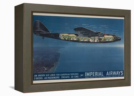 Imperial Airways Travel Poster, Ensign Air Liner Cutaway-null-Framed Premier Image Canvas