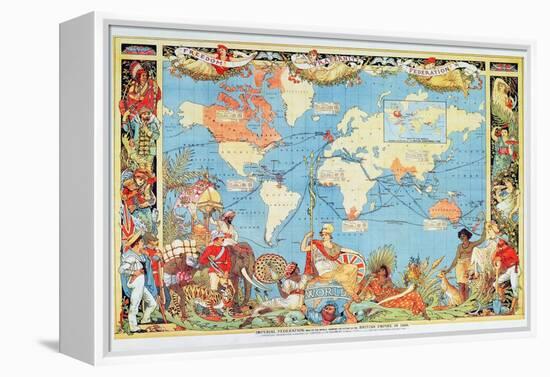 Imperial Federation Showing the Map of the World, British Empire, by Captain JC Colombo, C.1886-null-Framed Premier Image Canvas