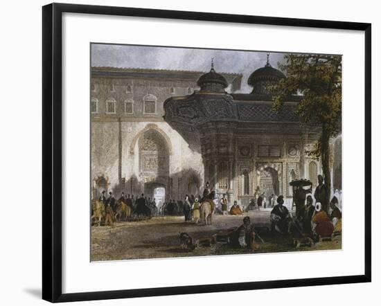 Imperial Gate of Topkapi Palace and Fountain of Sultan Ahmed III, Istanbul, 1839-Thomas Allom-Framed Giclee Print