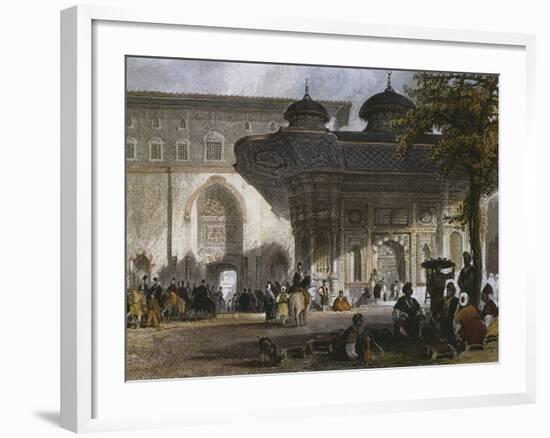 Imperial Gate of Topkapi Palace and Fountain of Sultan Ahmed III, Istanbul, 1839-Thomas Allom-Framed Giclee Print