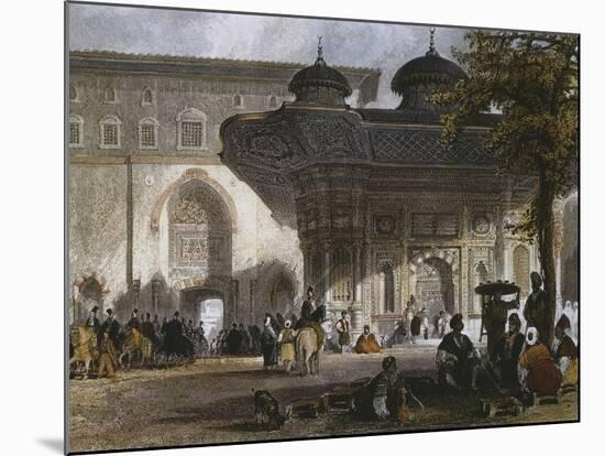 Imperial Gate of Topkapi Palace and Fountain of Sultan Ahmed III, Istanbul, 1839-Thomas Allom-Mounted Giclee Print