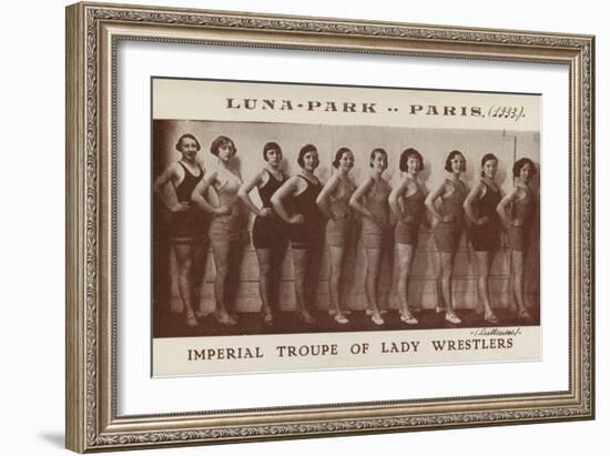 Imperial troupe of lady wrestlers (lutteuses). Luna Park. Paris (1933)-null-Framed Giclee Print