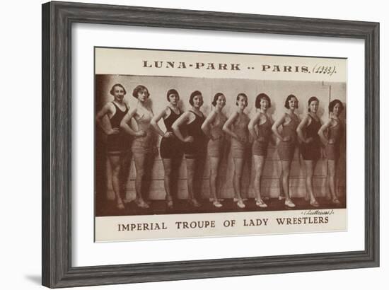 Imperial troupe of lady wrestlers (lutteuses). Luna Park. Paris (1933)-null-Framed Giclee Print