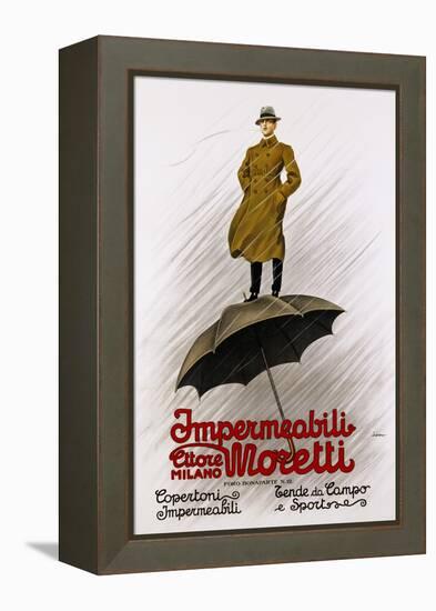 Impermeabili Moretti Umbrella Poster-Leopoldo Metlicovitz-Framed Premier Image Canvas
