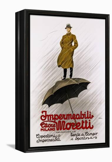 Impermeabili Moretti Umbrella Poster-Leopoldo Metlicovitz-Framed Premier Image Canvas