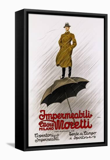 Impermeabili Moretti Umbrella Poster-Leopoldo Metlicovitz-Framed Premier Image Canvas