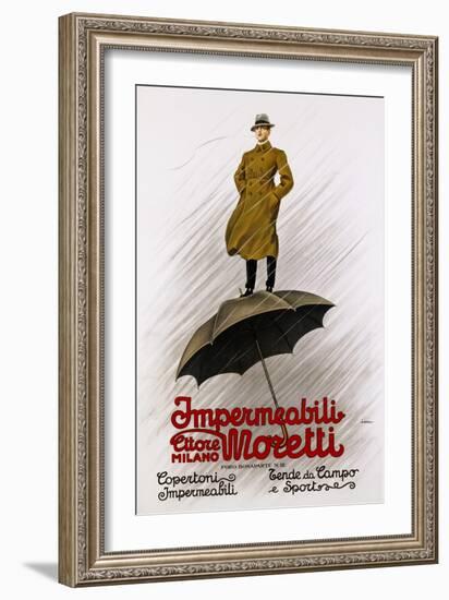 Impermeabili Moretti Umbrella Poster-Leopoldo Metlicovitz-Framed Giclee Print