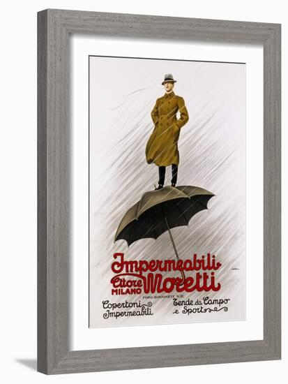 Impermeabili Moretti Umbrella Poster-Leopoldo Metlicovitz-Framed Giclee Print