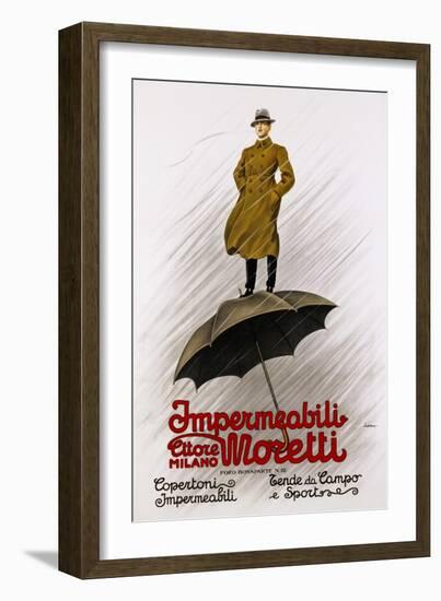 Impermeabili Moretti Umbrella Poster-Leopoldo Metlicovitz-Framed Giclee Print