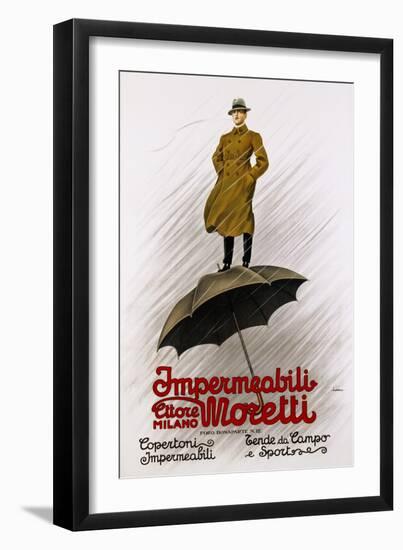 Impermeabili Moretti Umbrella Poster-Leopoldo Metlicovitz-Framed Giclee Print