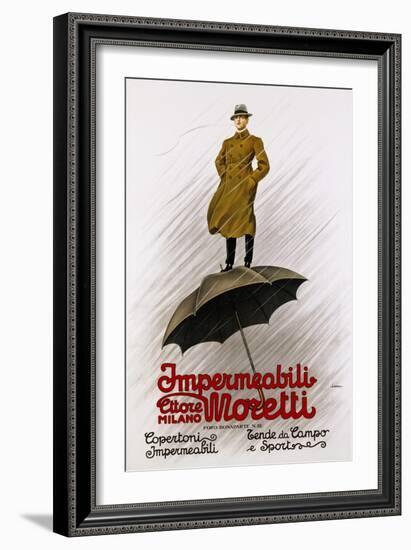 Impermeabili Moretti Umbrella Poster-Leopoldo Metlicovitz-Framed Giclee Print