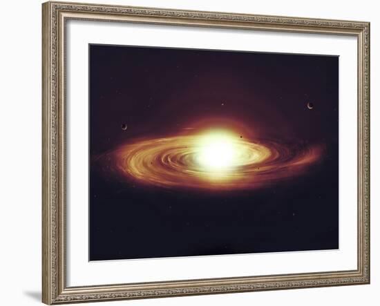 Implosion of a Sun with Visible Solar System and Planets-Stocktrek Images-Framed Photographic Print