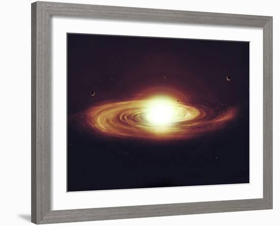 Implosion of a Sun with Visible Solar System and Planets-Stocktrek Images-Framed Photographic Print