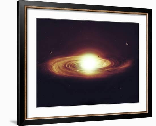 Implosion of a Sun with Visible Solar System and Planets-Stocktrek Images-Framed Photographic Print