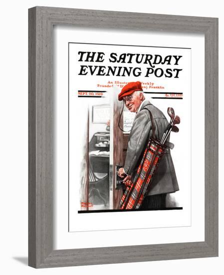 "Important Business" Saturday Evening Post Cover, September 20,1919-Norman Rockwell-Framed Premium Giclee Print